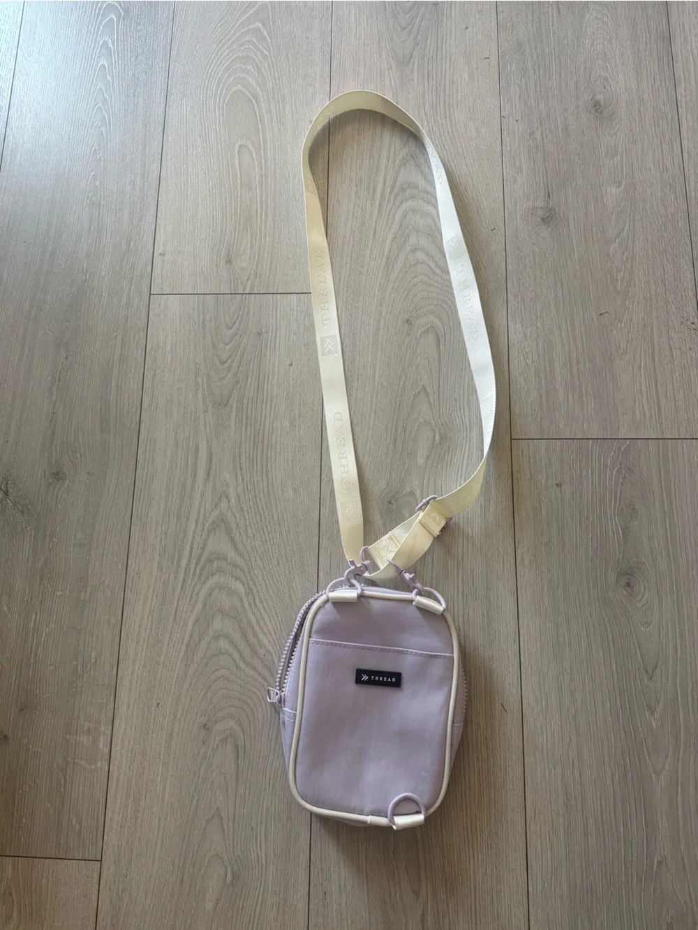 Mini Crossbody Bag in Light Lavender with Cream Strap